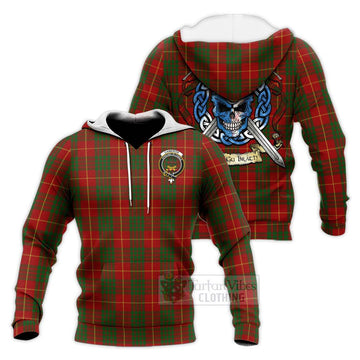 Cameron Tartan Knitted Hoodie with Family Crest Celtic Skull Style