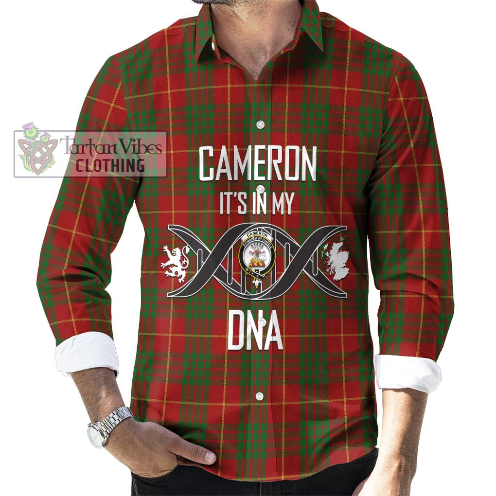 Cameron Tartan Long Sleeve Button Shirt with Family Crest DNA In Me Style Men's Shirt S - Tartanvibesclothing Shop