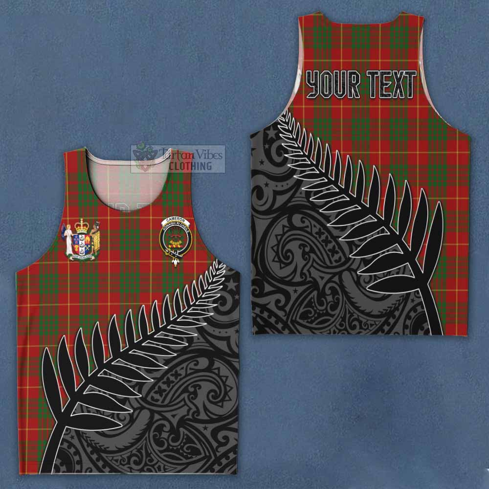 Tartan Vibes Clothing Cameron Crest Tartan Men's Tank Top with New Zealand Silver Fern Half Style