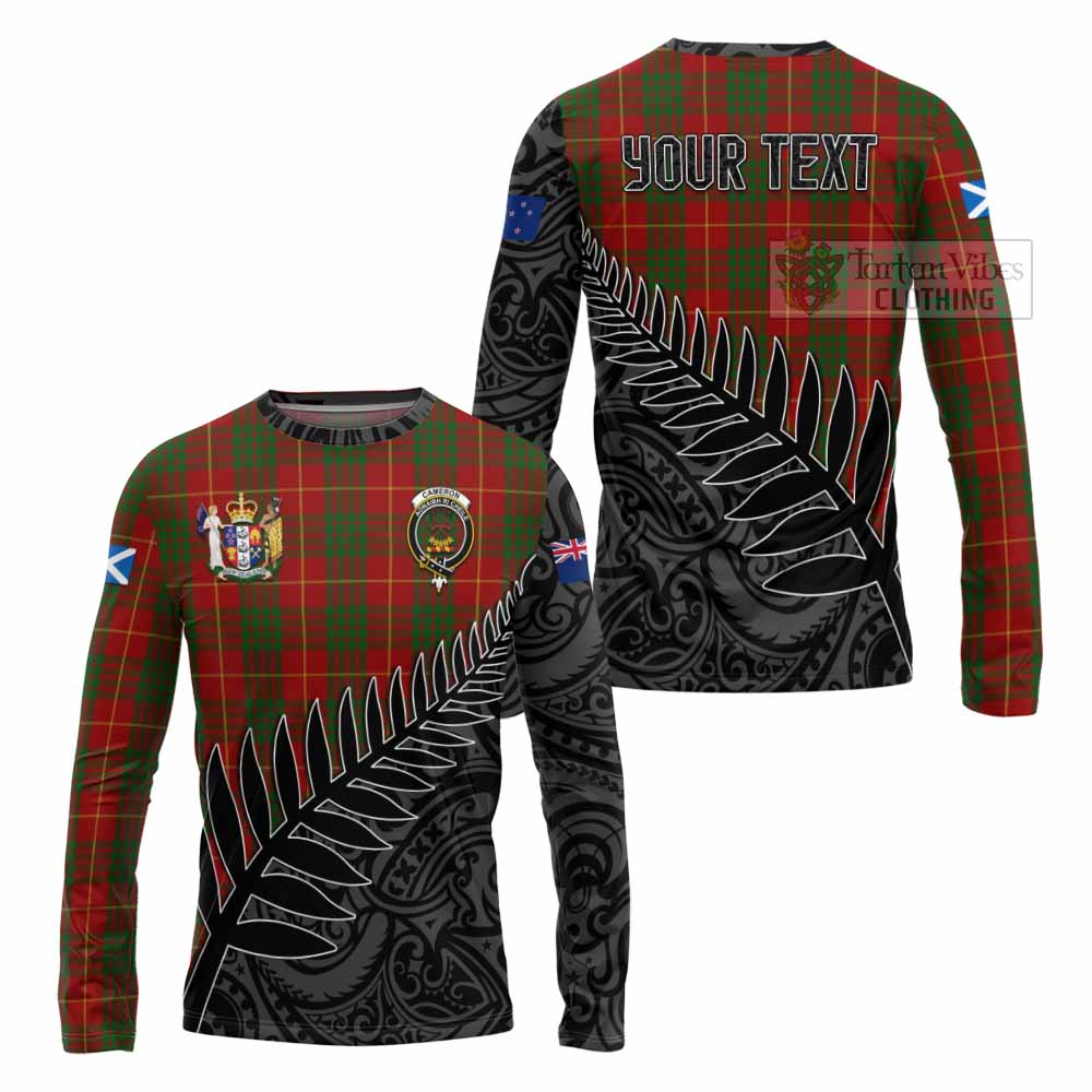 Tartan Vibes Clothing Cameron Crest Tartan Long Sleeve T-Shirt with New Zealand Silver Fern Half Style