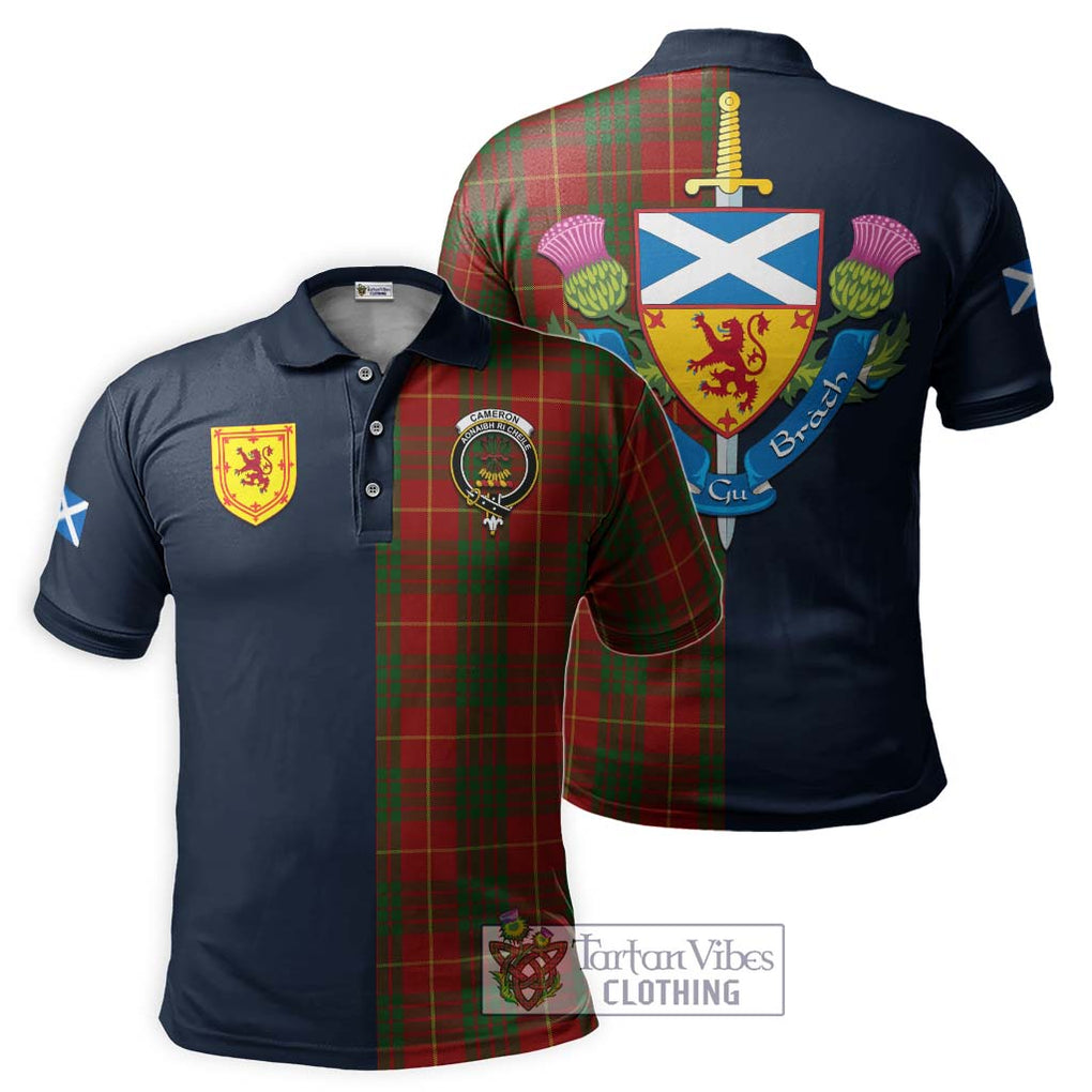 Tartan Vibes Clothing Cameron Tartan Polo Shirt with Scottish Lion Royal Arm Half Style