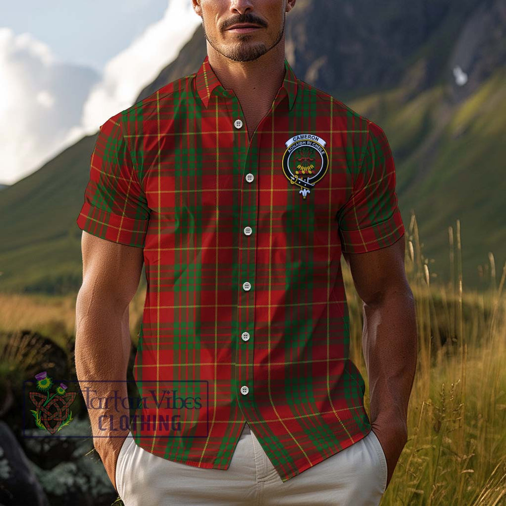 Cameron Tartan Cotton Hawaiian Shirt with Family Crest Adult - Tartan Vibes Clothing