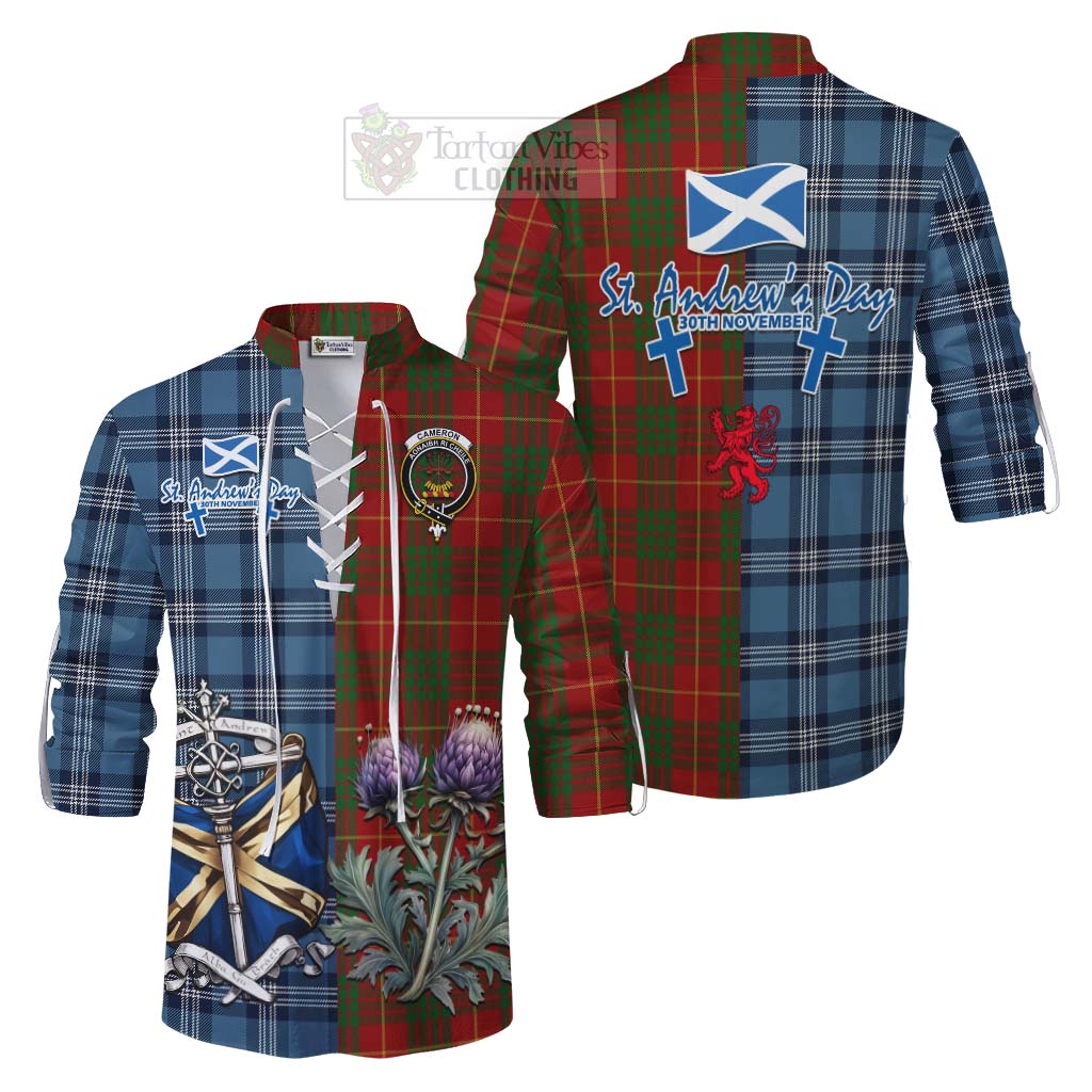 Tartan Vibes Clothing Cameron Tartan Ghillie Kilt Shirt Happy St. Andrew's Day Half Tartan Style