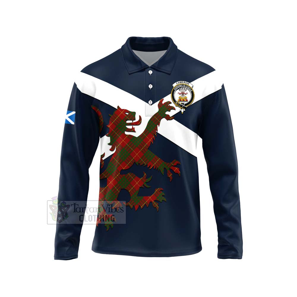 Tartan Vibes Clothing Cameron Tartan Lion Rampant Long Sleeve Polo Shirt – Proudly Display Your Heritage with Alba Gu Brath and Clan Name