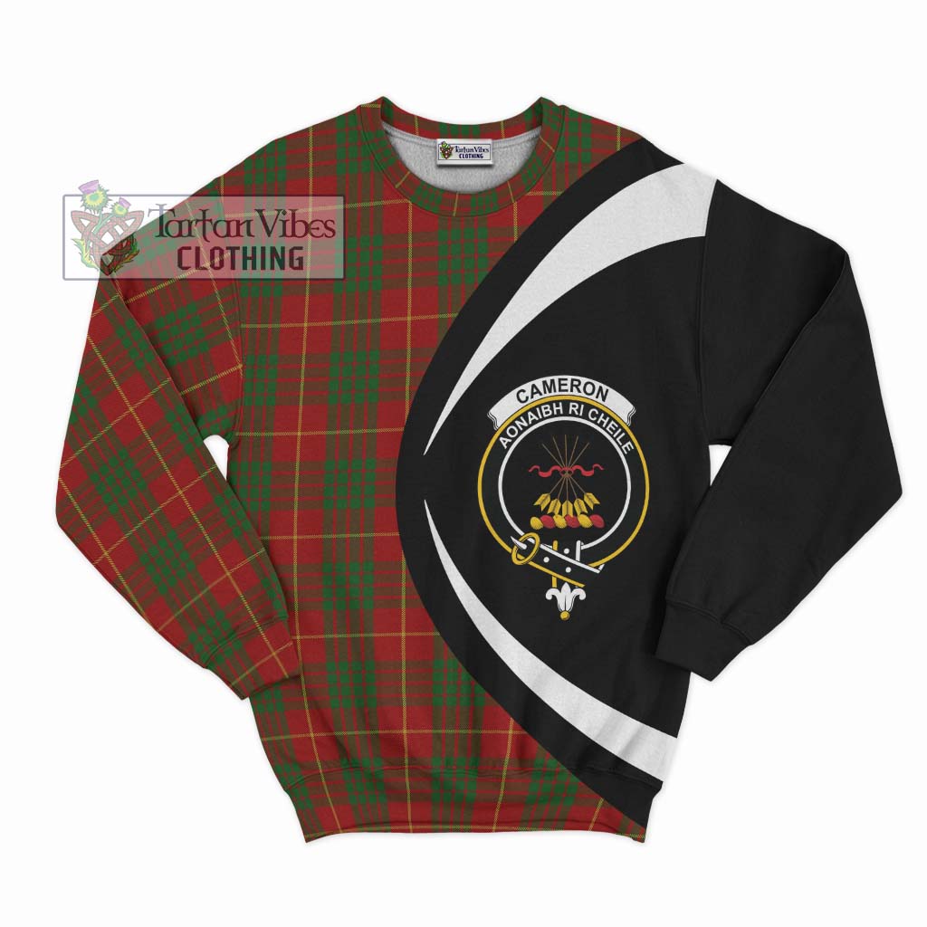 Cameron Tartan Sweatshirt with Family Crest Circle Style Unisex - Tartan Vibes Clothing