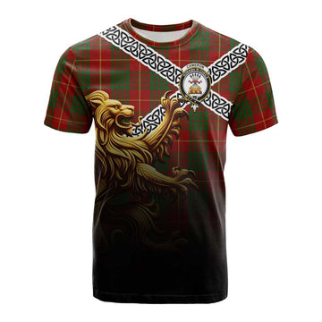 Cameron Crest Tartan Cotton T-shirt with Golden Lion Emblem Celtic Style Kid's Shirt - Tartan Vibes Clothing
