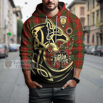 Cameron Tartan Hoodie with Family Crest Celtic Wolf Style