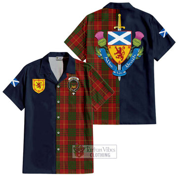 Cameron Tartan Short Sleeve Button Shirt Alba with Scottish Lion Royal Arm Half Style