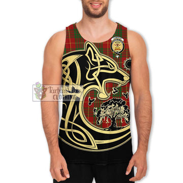 Cameron Tartan Men's Tank Top with Family Crest Celtic Wolf Style