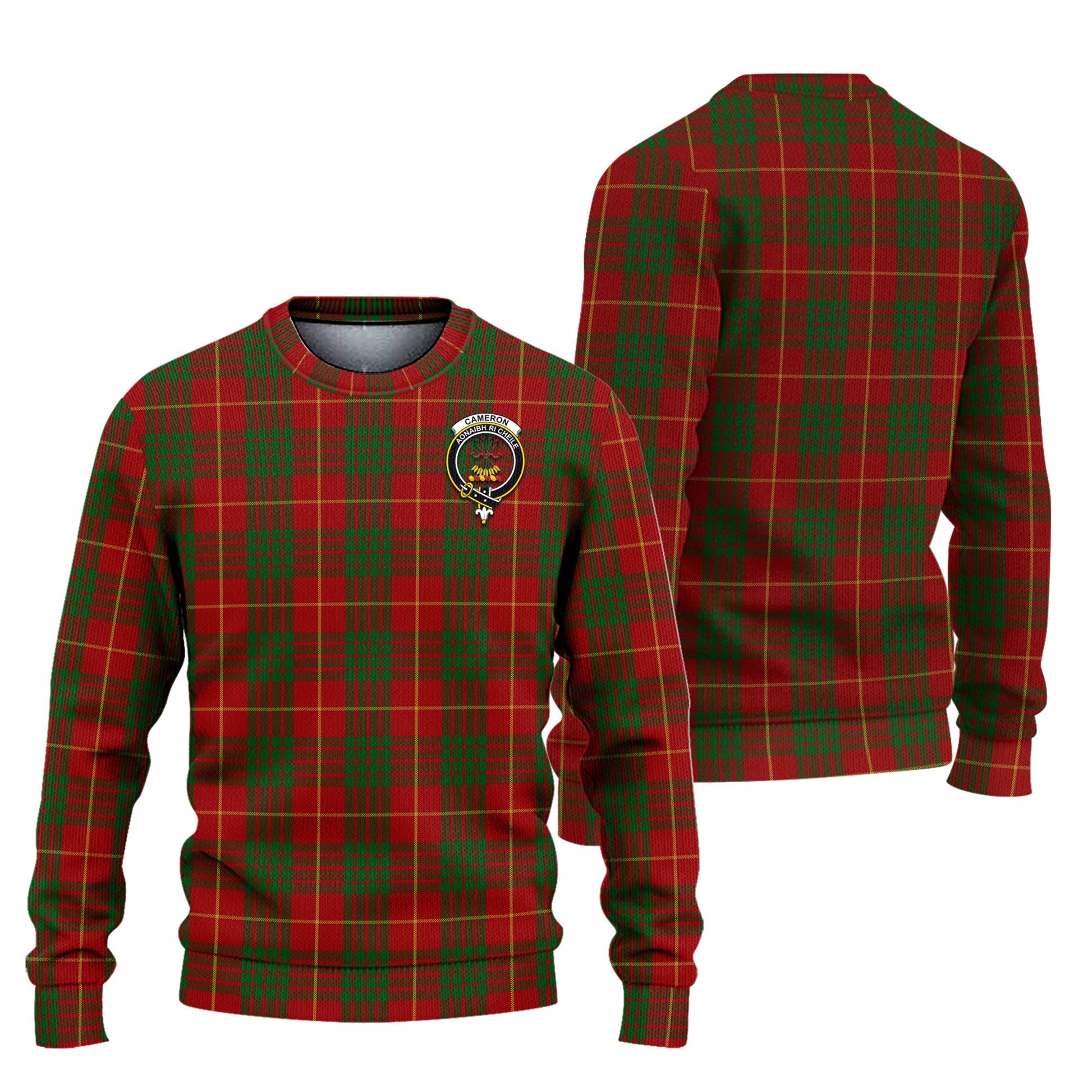 Cameron Tartan Knitted Sweater with Family Crest Unisex - Tartanvibesclothing