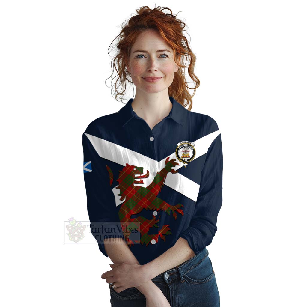 Tartan Vibes Clothing Cameron Tartan Lion Rampant Women's Casual Shirt Proudly Display Your Heritage with Alba Gu Brath and Clan Name