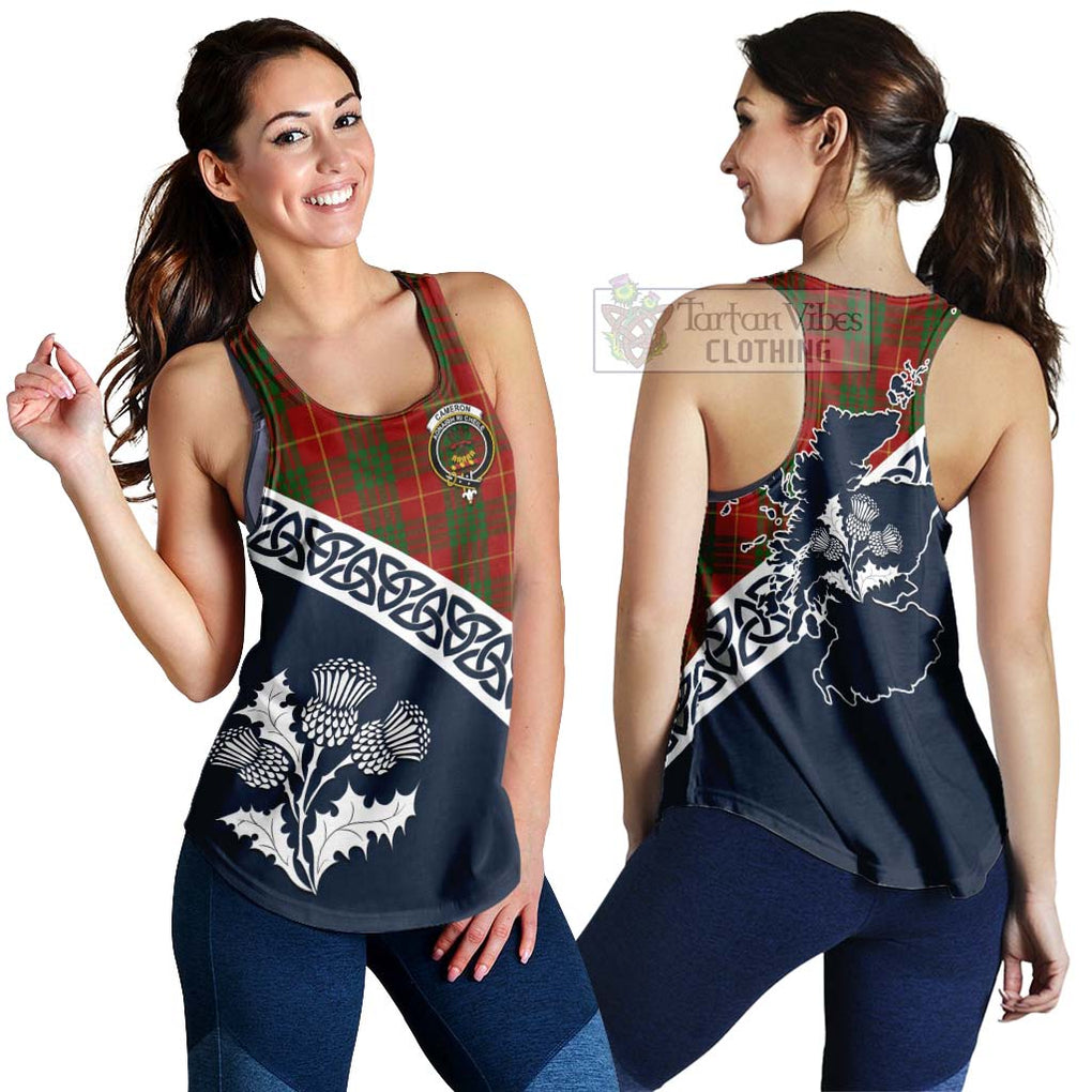 Tartan Vibes Clothing Cameron Tartan Women's Racerback Tanks Featuring Thistle and Scotland Map