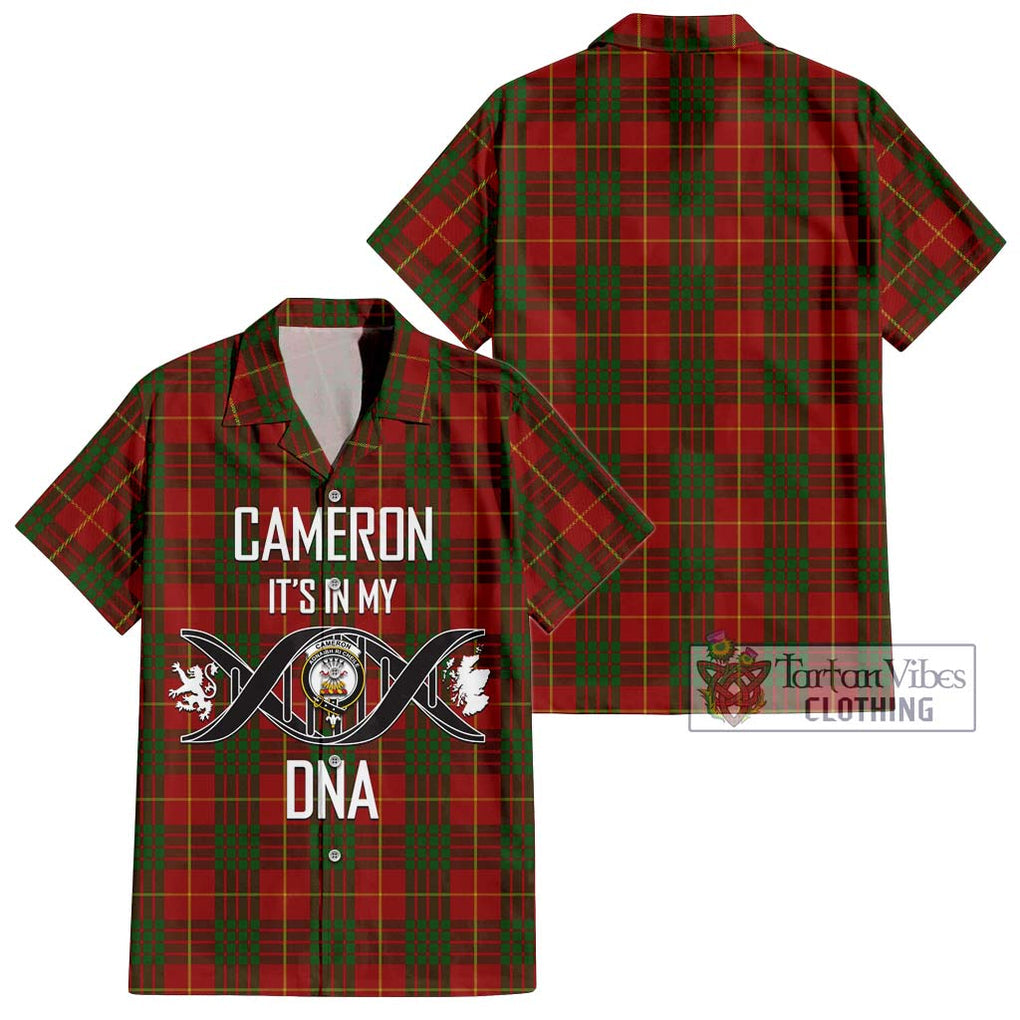 Cameron Tartan Short Sleeve Button Shirt with Family Crest DNA In Me Style Kid - Tartanvibesclothing Shop