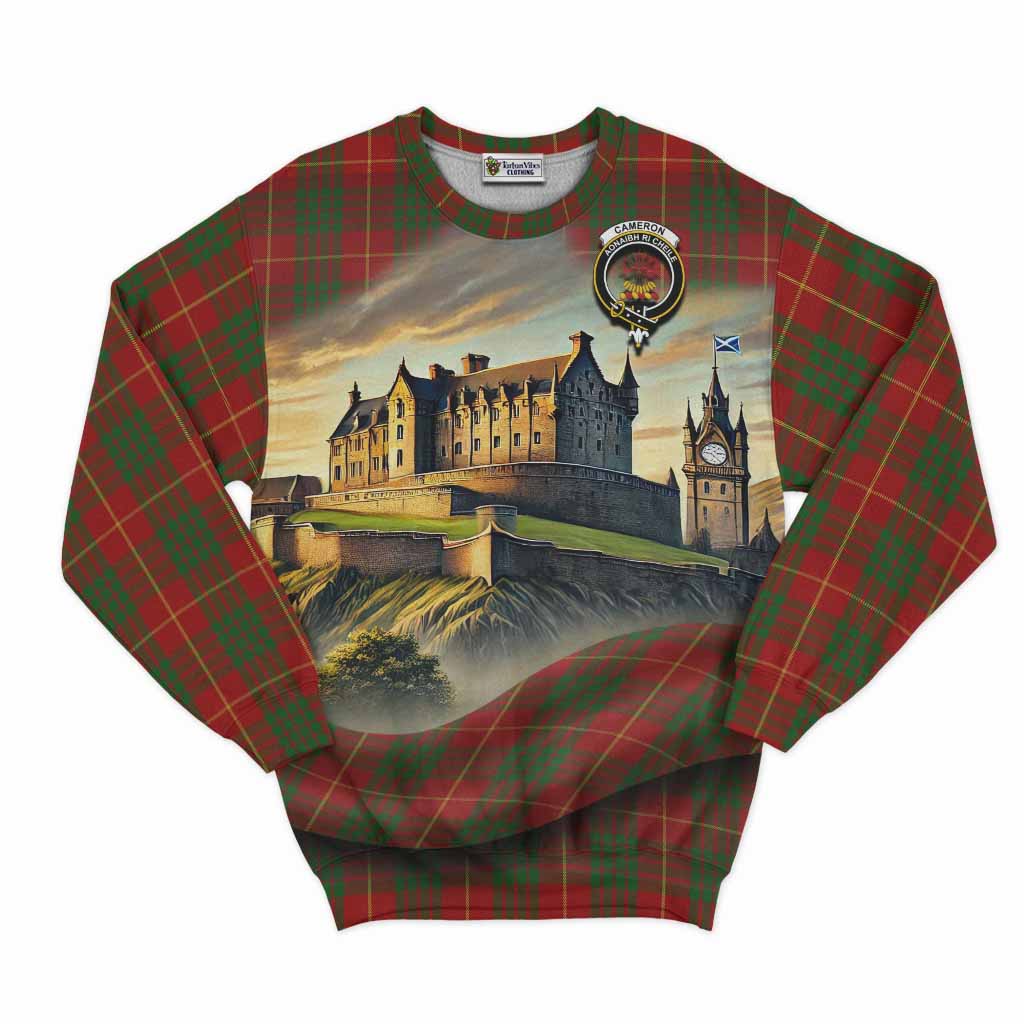 Cameron Tartan Family Crest Sweatshirt with Scottish Ancient Castle Style Unisex - Tartan Vibes Clothing
