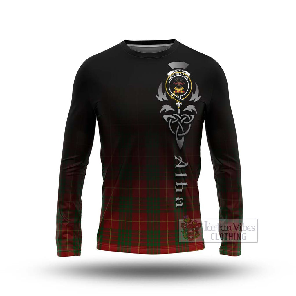 Tartan Vibes Clothing Cameron Tartan Long Sleeve T-Shirt Featuring Alba Gu Brath Family Crest Celtic Inspired