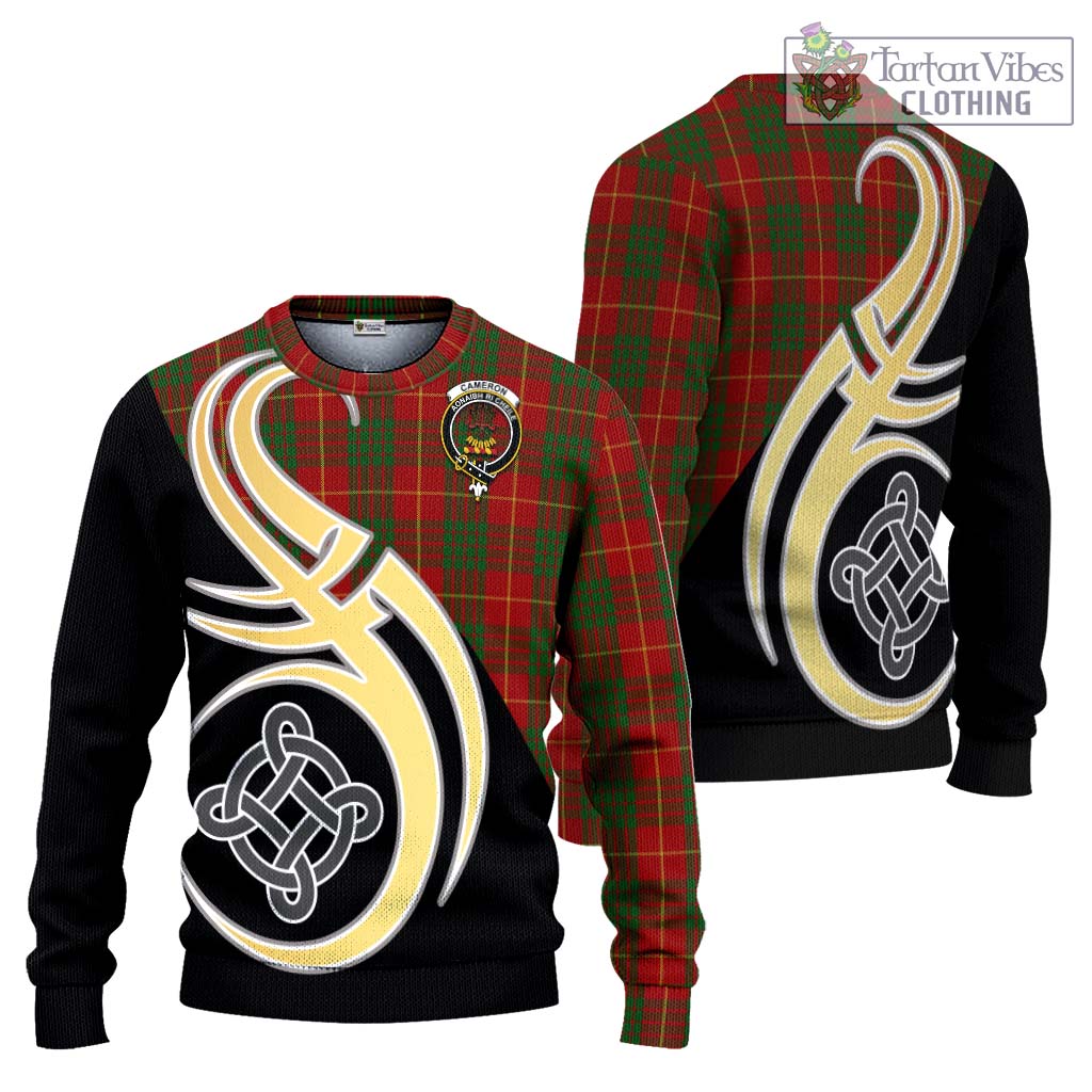 Cameron Tartan Knitted Sweater with Family Crest and Celtic Symbol Style Unisex - Tartan Vibes Clothing