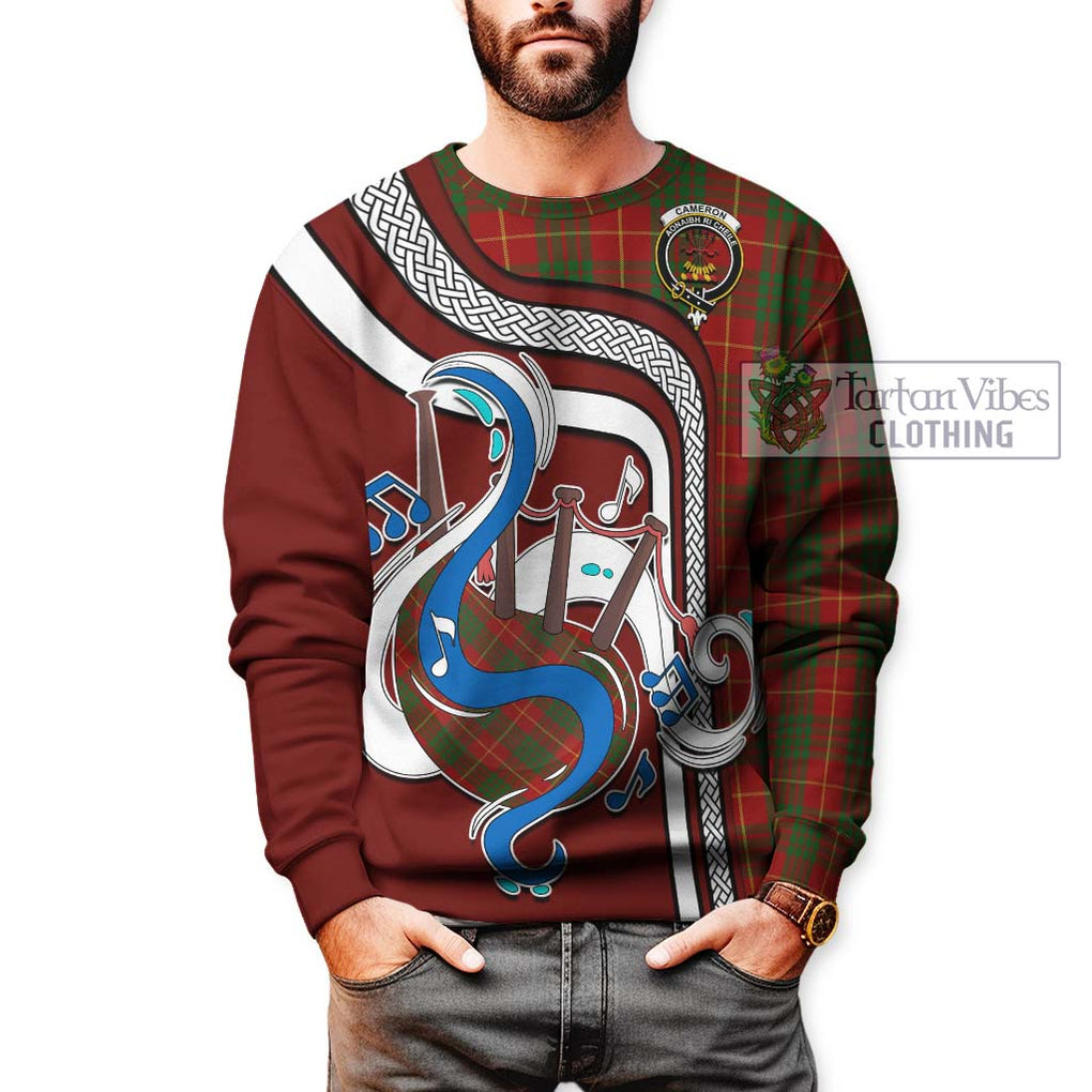 Cameron Tartan Sweatshirt with Epic Bagpipe Style Unisex - Tartanvibesclothing Shop