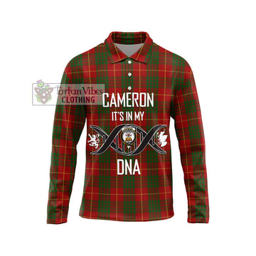 Cameron Tartan Long Sleeve Polo Shirt with Family Crest DNA In Me Style