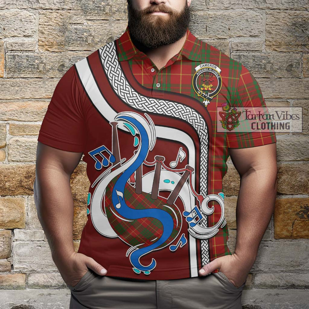 Tartan Vibes Clothing Cameron Tartan Polo Shirt with Epic Bagpipe Style