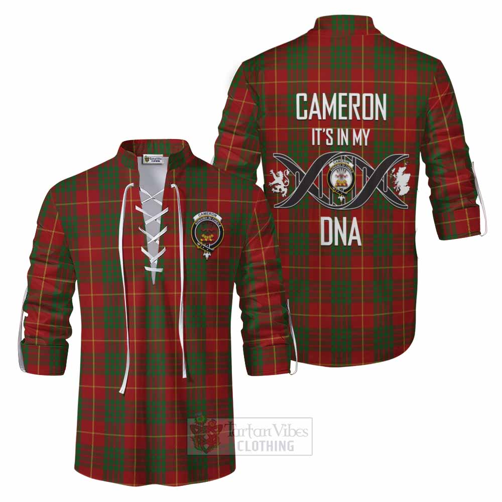 Tartan Vibes Clothing Cameron Tartan Ghillie Kilt Shirt with Family Crest DNA In Me Style