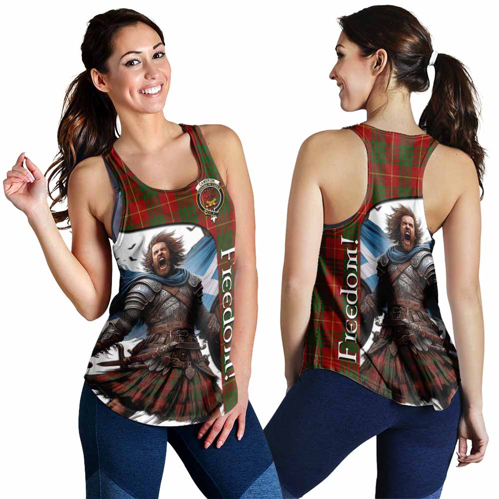 Tartan Vibes Clothing Cameron Crest Tartan Women's Racerback Tanks Inspired by the Freedom of Scottish Warrior