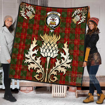 Cameron Tartan Quilt with Family Crest and Golden Thistle Style