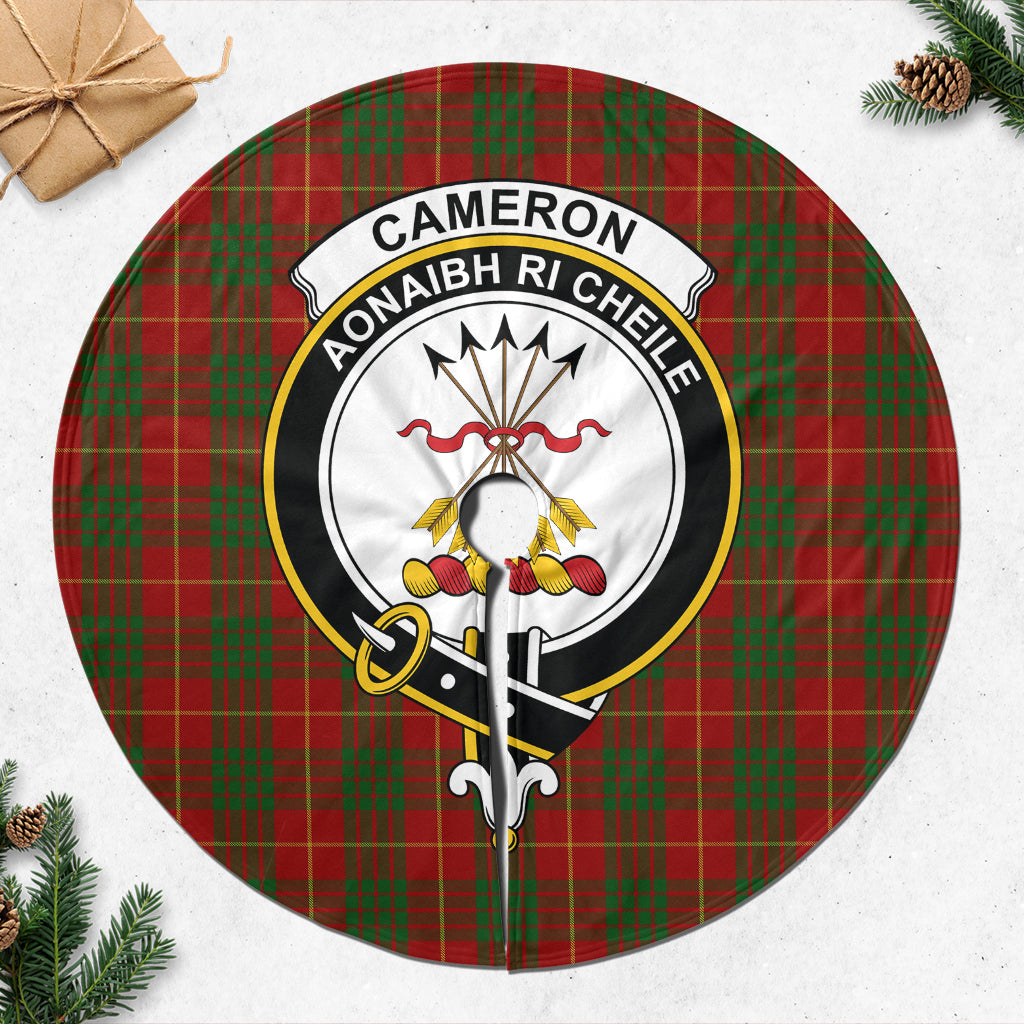 Cameron Tartan Christmas Tree Skirt with Family Crest - Tartanvibesclothing