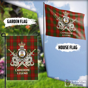 Cameron Tartan Flag with Clan Crest and the Golden Sword of Courageous Legacy