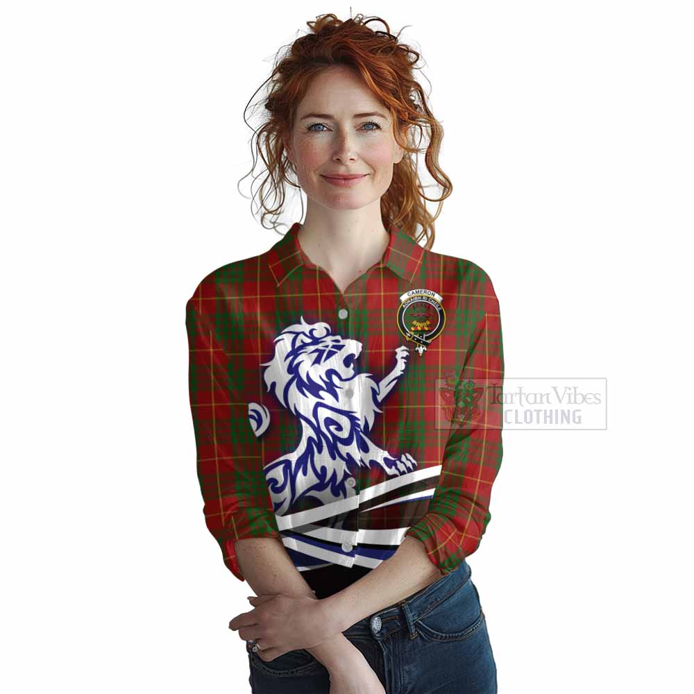 Tartan Vibes Clothing Cameron Tartan Women's Casual Shirt with Alba Gu Brath Regal Lion Emblem