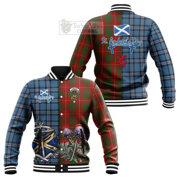 Cameron Tartan Baseball Jacket Happy St. Andrew's Day Half Tartan Style