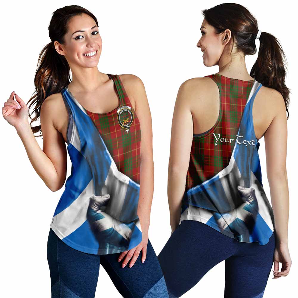 Tartan Vibes Clothing Cameron Tartan Women's Racerback Tanks with Family Crest Scotland Patriotic Style