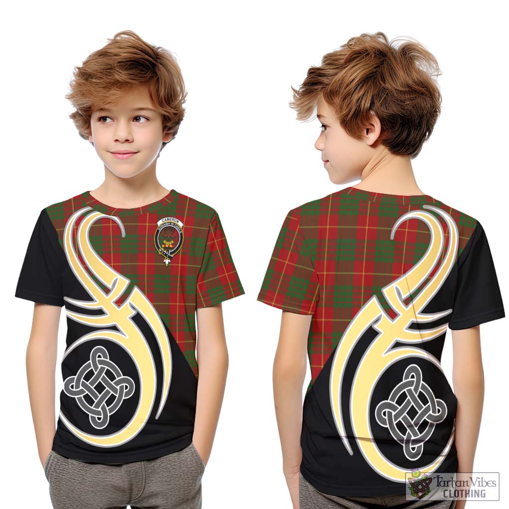 Cameron Tartan Kid T-Shirt with Family Crest and Celtic Symbol Style Youth XL Size14 - Tartan Vibes Clothing