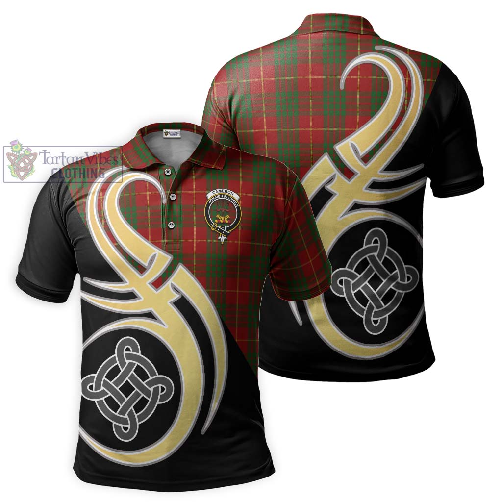 Tartan Vibes Clothing Cameron Tartan Polo Shirt with Family Crest and Celtic Symbol Style
