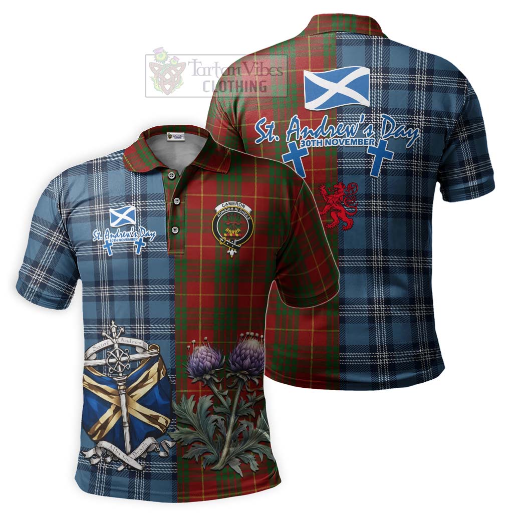 Tartan Vibes Clothing Cameron Tartan Polo Shirt Happy St. Andrew's Day Half Tartan Style