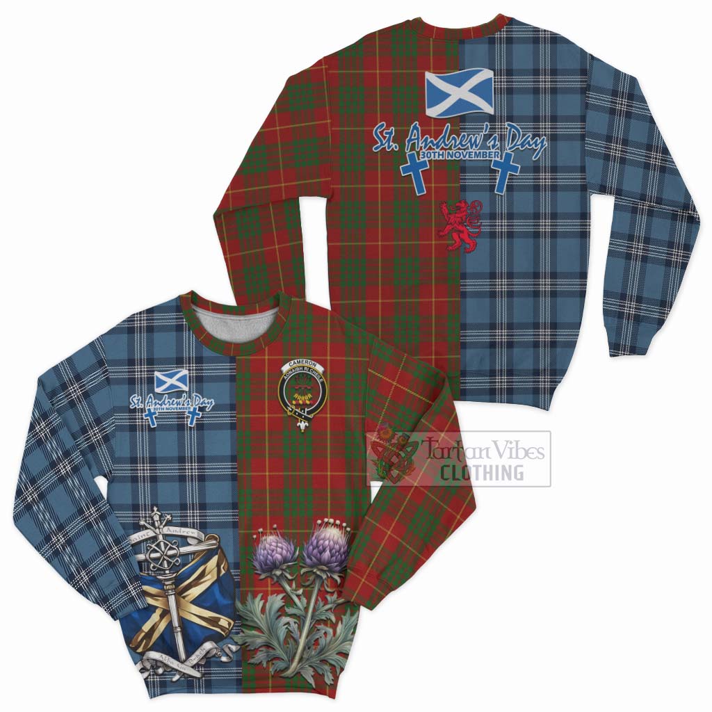 Tartan Vibes Clothing Cameron Tartan Sweatshirt Happy St. Andrew's Day Half Tartan Style