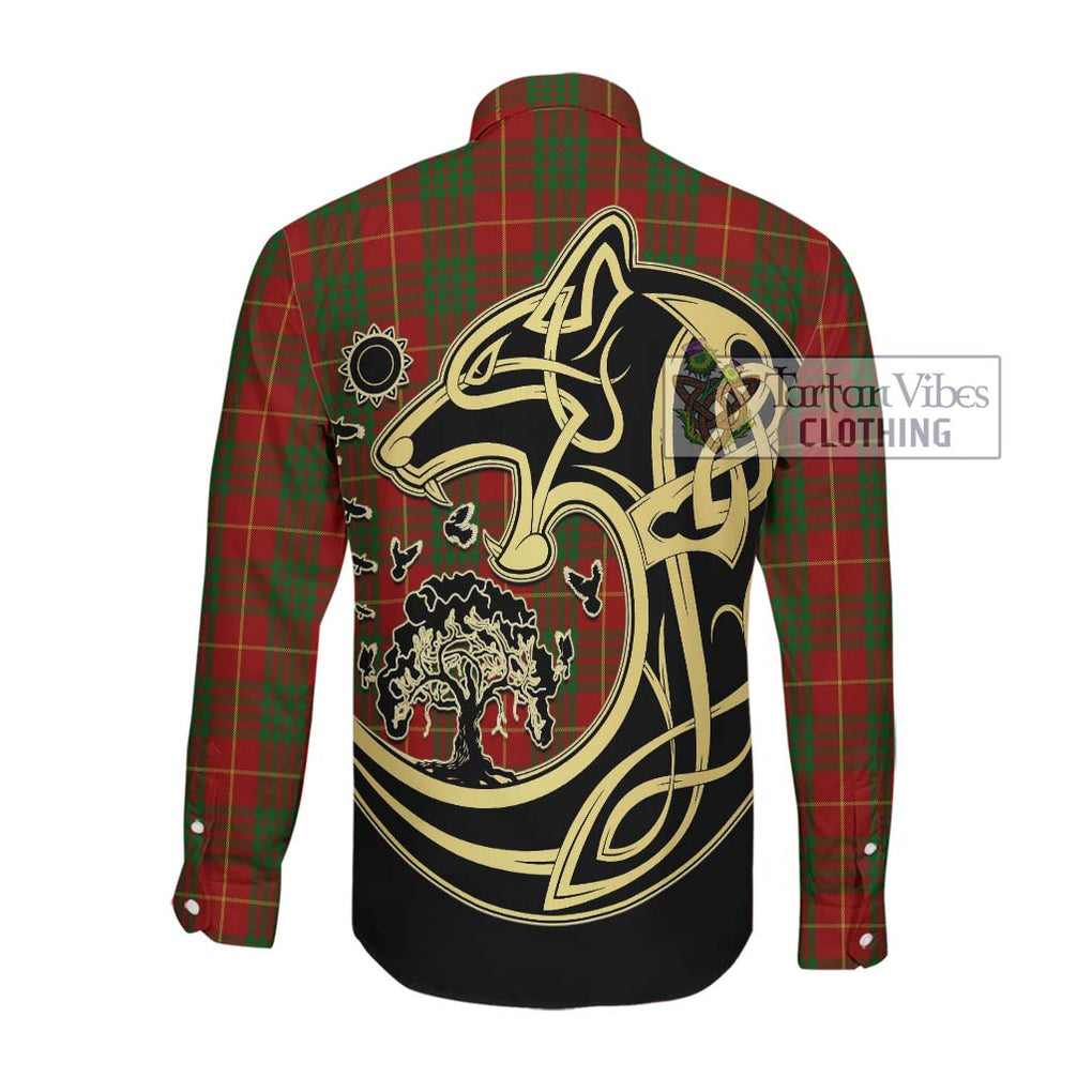 Cameron Tartan Long Sleeve Button Shirt with Family Crest Celtic Wolf Style Men's Shirt - Tartan Vibes Clothing