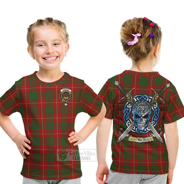 Cameron Tartan Kid T-Shirt with Family Crest Celtic Skull Style