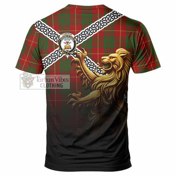 Cameron Crest Tartan T-Shirt with Golden Lion Emblem Celtic Style - Tartan Vibes Clothing