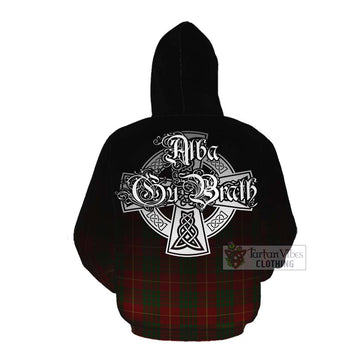 Cameron Tartan Cotton Hoodie Featuring Alba Gu Brath Family Crest Celtic Inspired