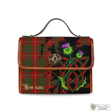 Cameron Tartan Waterproof Canvas Bag with Scotland Map and Thistle Celtic Accents