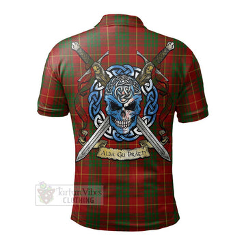 Cameron Tartan Polo Shirt with Family Crest Celtic Skull Style