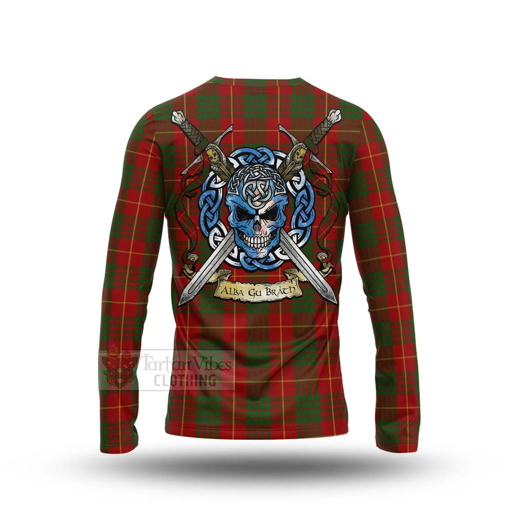 Tartan Vibes Clothing Cameron Tartan Long Sleeve T-Shirt with Family Crest Celtic Skull Style