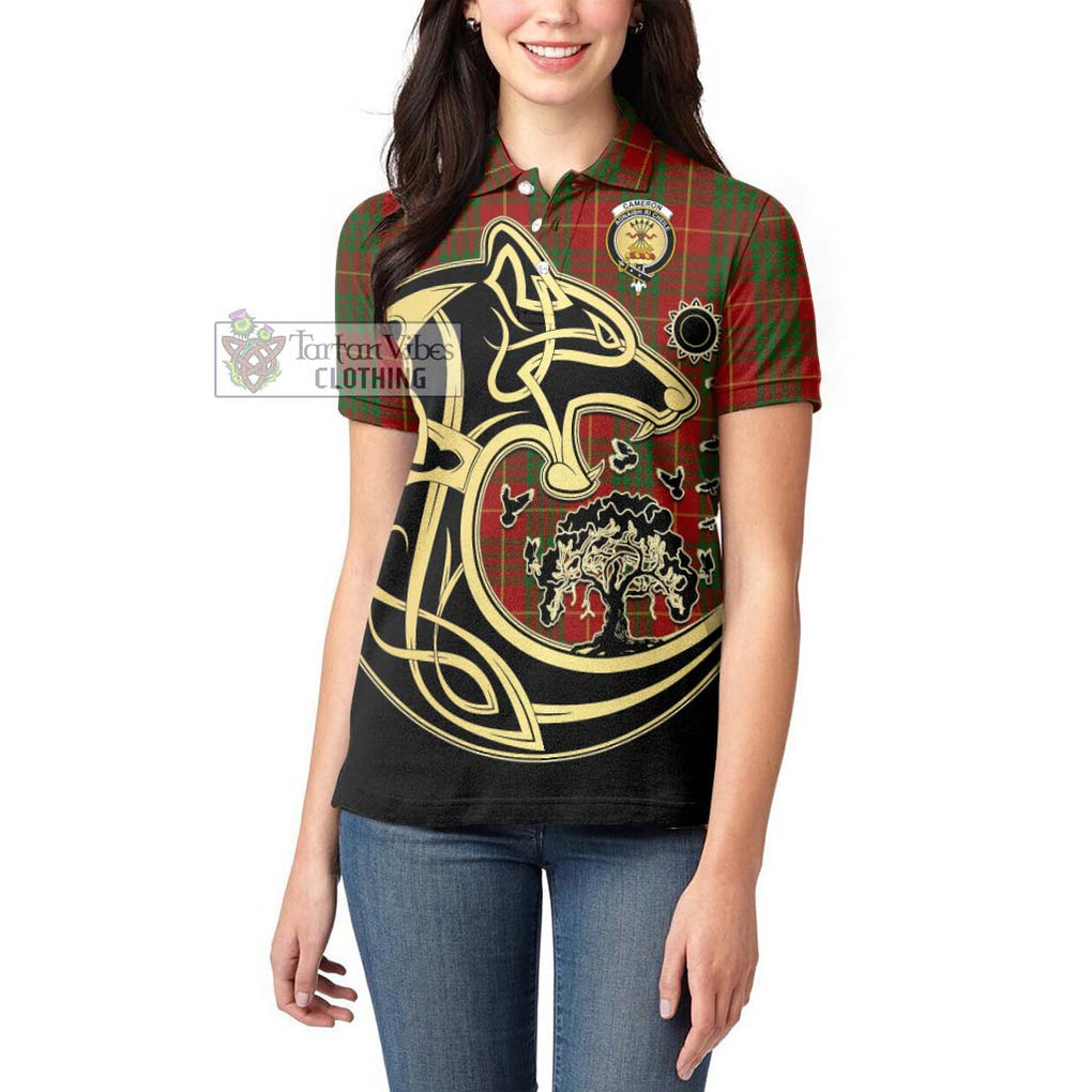 Cameron Tartan Women's Polo Shirt with Family Crest Celtic Wolf Style - Tartanvibesclothing Shop