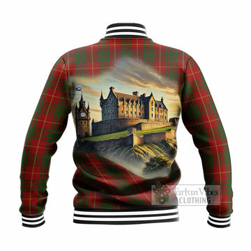 Cameron Tartan Family Crest Baseball Jacket with Scottish Ancient Castle Style - Tartan Vibes Clothing