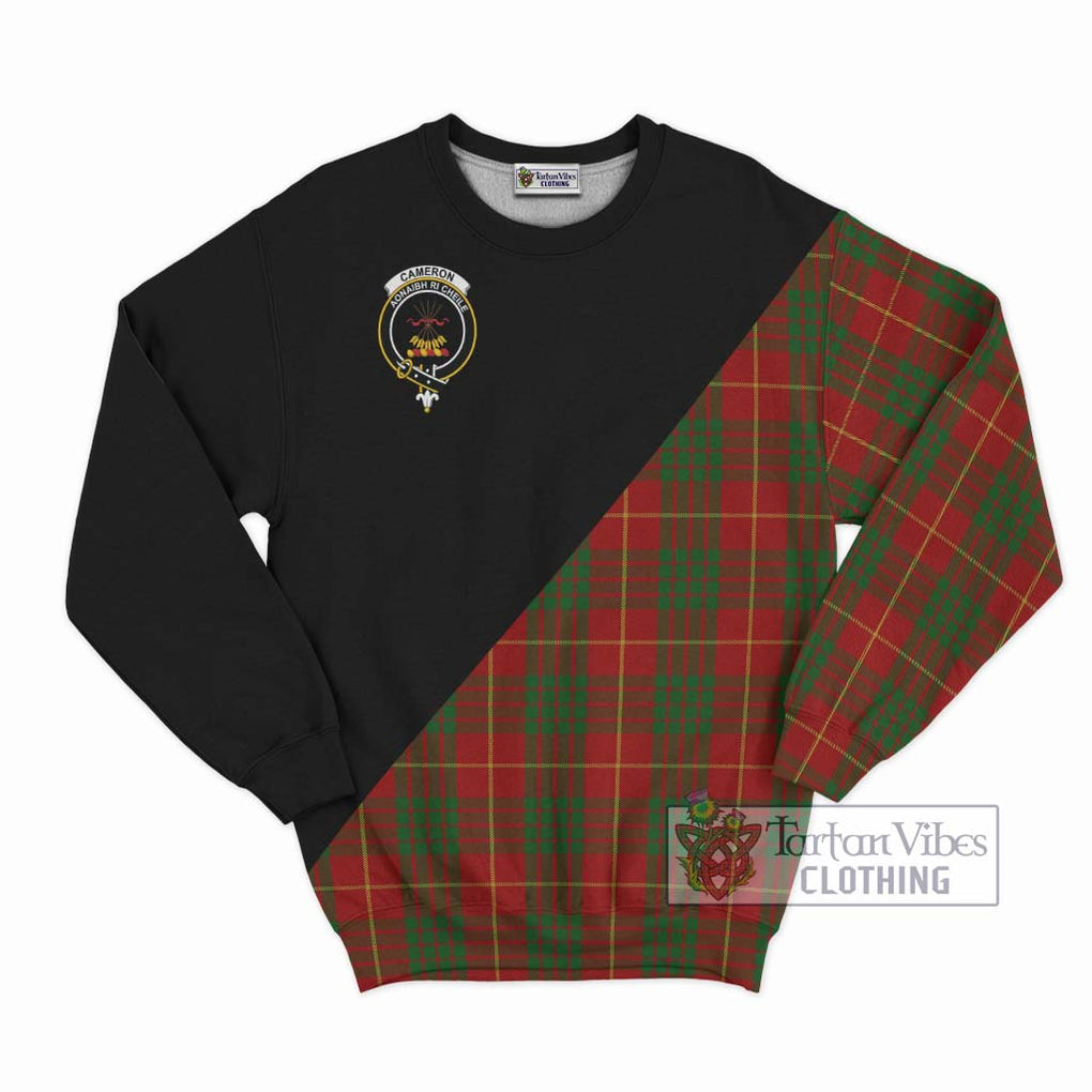 Cameron Tartan Sweatshirt with Family Crest and Military Logo Style - Tartanvibesclothing Shop