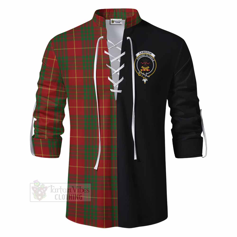 Tartan Vibes Clothing Cameron Tartan Ghillie Kilt Shirt with Family Crest and Half Of Me Style