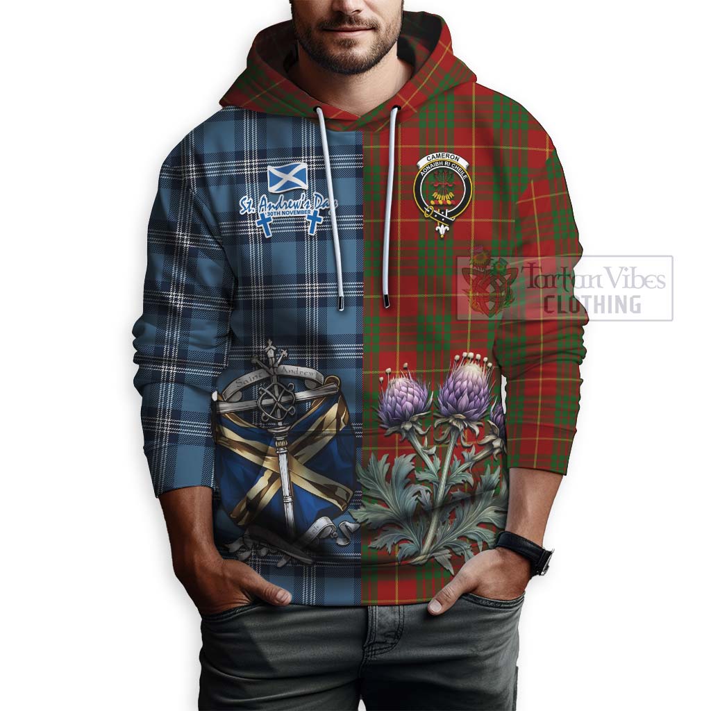 Tartan Vibes Clothing Cameron Tartan Hoodie Happy St. Andrew's Day Half Tartan Style