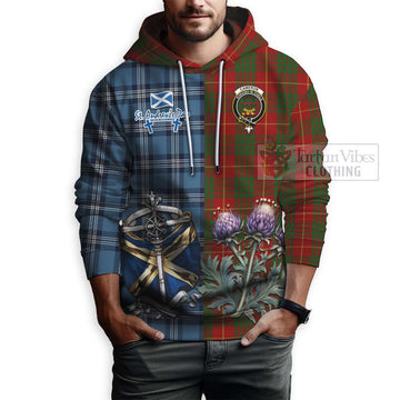 Cameron Tartan Hoodie Happy St. Andrew's Day Half Tartan Style