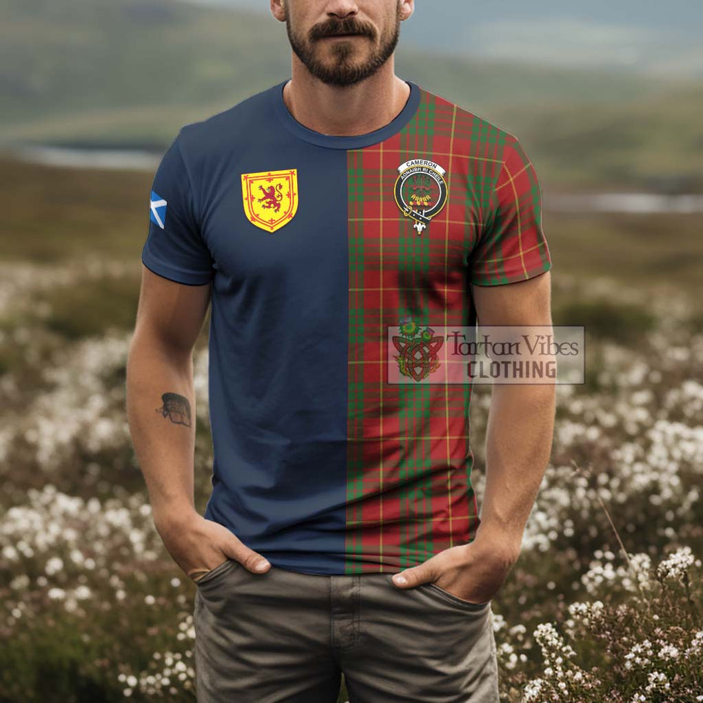 Tartan Vibes Clothing Cameron Tartan T-Shirt Alba with Scottish Lion Royal Arm Half Style