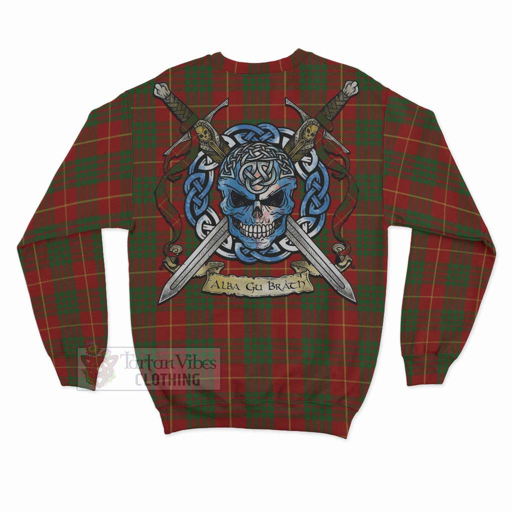 Tartan Vibes Clothing Cameron Tartan Sweatshirt with Family Crest Celtic Skull Style